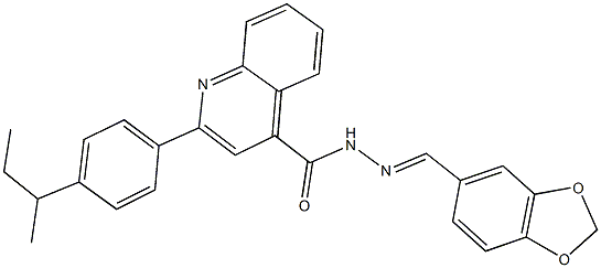 N'-(1,3-benzodioxol-5-ylmethylene)-2-(4-sec-butylphenyl)-4-quinolinecarbohydrazide,445242-47-7,结构式