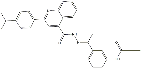 N-[3-(N-{[2-(4-isopropylphenyl)-4-quinolinyl]carbonyl}ethanehydrazonoyl)phenyl]-2,2-dimethylpropanamide Structure