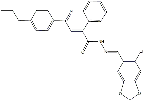 N'-[(6-chloro-1,3-benzodioxol-5-yl)methylene]-2-(4-propylphenyl)-4-quinolinecarbohydrazide 结构式