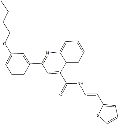 2-(3-butoxyphenyl)-N'-(2-thienylmethylene)-4-quinolinecarbohydrazide 化学構造式