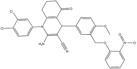 2-amino-1-(3,4-dichlorophenyl)-4-[3-({2-nitrophenoxy}methyl)-4-methoxyphenyl]-5-oxo-1,4,5,6,7,8-hexahydro-3-quinolinecarbonitrile|