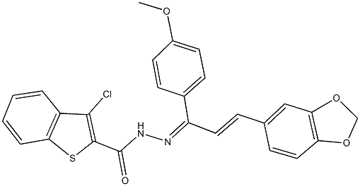 N'-[3-(1,3-benzodioxol-5-yl)-1-(4-methoxyphenyl)-2-propenylidene]-3-chloro-1-benzothiophene-2-carbohydrazide,445244-77-9,结构式