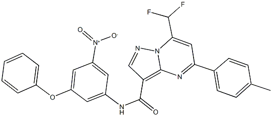 7-(difluoromethyl)-N-{3-nitro-5-phenoxyphenyl}-5-(4-methylphenyl)pyrazolo[1,5-a]pyrimidine-3-carboxamide 化学構造式