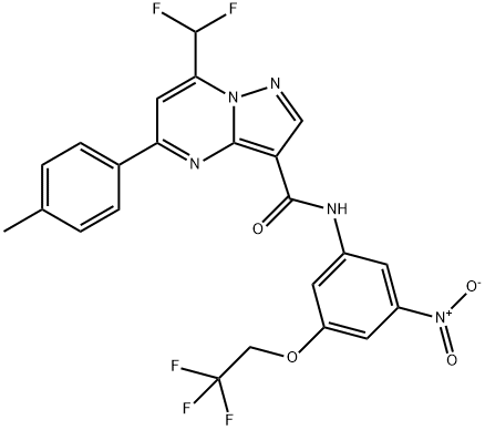 7-(difluoromethyl)-N-[3-nitro-5-(2,2,2-trifluoroethoxy)phenyl]-5-(4-methylphenyl)pyrazolo[1,5-a]pyrimidine-3-carboxamide Structure