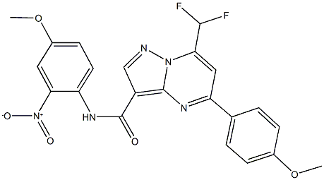 7-(difluoromethyl)-N-{2-nitro-4-methoxyphenyl}-5-(4-methoxyphenyl)pyrazolo[1,5-a]pyrimidine-3-carboxamide 化学構造式