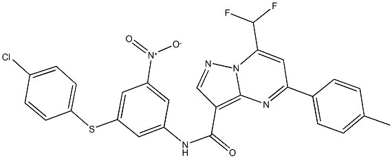 N-{3-[(4-chlorophenyl)sulfanyl]-5-nitrophenyl}-7-(difluoromethyl)-5-(4-methylphenyl)pyrazolo[1,5-a]pyrimidine-3-carboxamide,445245-35-2,结构式