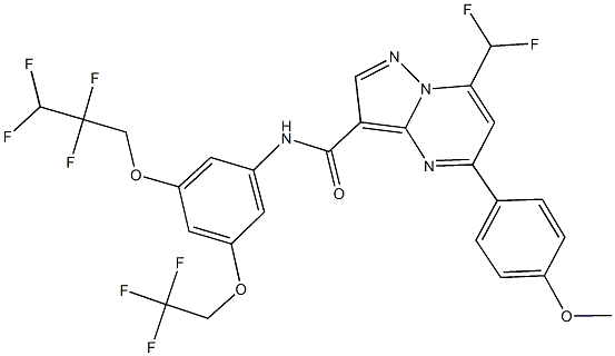 7-(difluoromethyl)-5-(4-methoxyphenyl)-N-[3-(2,2,3,3-tetrafluoropropoxy)-5-(2,2,2-trifluoroethoxy)phenyl]pyrazolo[1,5-a]pyrimidine-3-carboxamide Structure