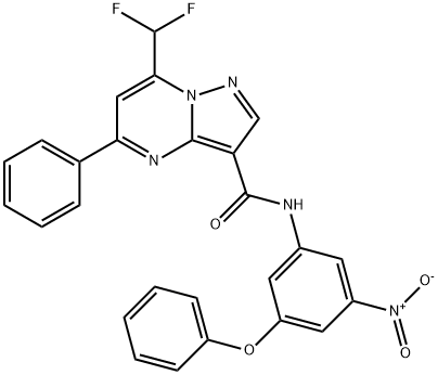 7-(difluoromethyl)-N-{3-nitro-5-phenoxyphenyl}-5-phenylpyrazolo[1,5-a]pyrimidine-3-carboxamide Struktur