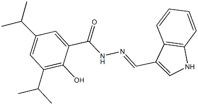 2-hydroxy-N'-(1H-indol-3-ylmethylene)-3,5-diisopropylbenzohydrazide Structure