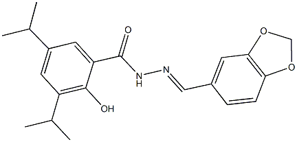 N'-(1,3-benzodioxol-5-ylmethylene)-2-hydroxy-3,5-diisopropylbenzohydrazide Structure