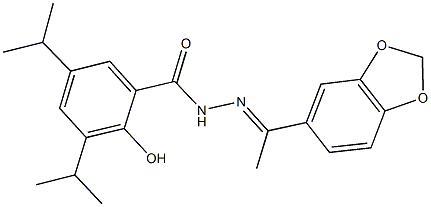 N'-[1-(1,3-benzodioxol-5-yl)ethylidene]-2-hydroxy-3,5-diisopropylbenzohydrazide 结构式