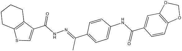 N-{4-[N-(4,5,6,7-tetrahydro-1-benzothien-3-ylcarbonyl)ethanehydrazonoyl]phenyl}-1,3-benzodioxole-5-carboxamide Struktur