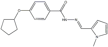 4-(cyclopentyloxy)-N'-[(1-methyl-1H-pyrrol-2-yl)methylene]benzohydrazide 化学構造式