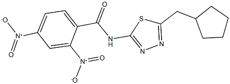 N-[5-(cyclopentylmethyl)-1,3,4-thiadiazol-2-yl]-2,4-bisnitrobenzamide Struktur