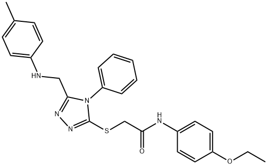 N-(4-ethoxyphenyl)-2-{[4-phenyl-5-(4-toluidinomethyl)-4H-1,2,4-triazol-3-yl]sulfanyl}acetamide 化学構造式