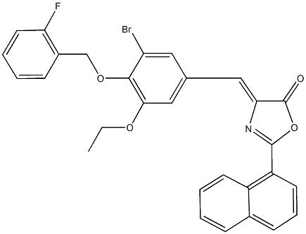 4-{3-bromo-5-ethoxy-4-[(2-fluorobenzyl)oxy]benzylidene}-2-(1-naphthyl)-1,3-oxazol-5(4H)-one,445249-88-7,结构式