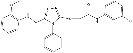 N-(3-chlorophenyl)-2-({5-[(2-methoxyanilino)methyl]-4-phenyl-4H-1,2,4-triazol-3-yl}sulfanyl)acetamide 结构式