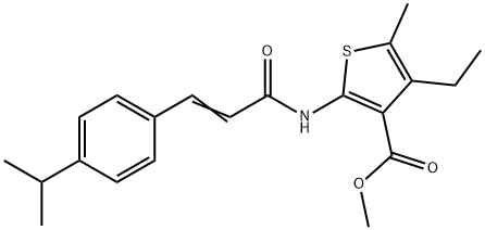 methyl 4-ethyl-2-{[3-(4-isopropylphenyl)acryloyl]amino}-5-methyl-3-thiophenecarboxylate 化学構造式