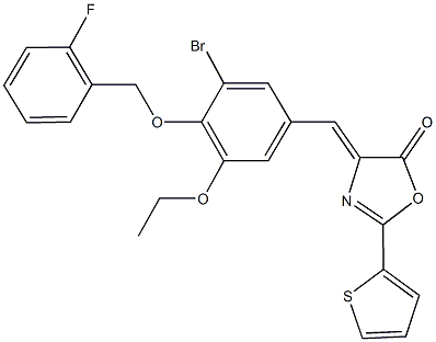 4-{3-bromo-5-ethoxy-4-[(2-fluorobenzyl)oxy]benzylidene}-2-(2-thienyl)-1,3-oxazol-5(4H)-one,445250-00-0,结构式