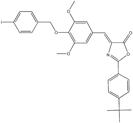2-(4-tert-butylphenyl)-4-{4-[(4-iodobenzyl)oxy]-3,5-dimethoxybenzylidene}-1,3-oxazol-5(4H)-one 结构式