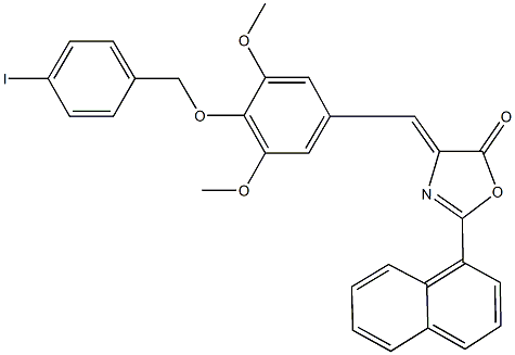 4-{4-[(4-iodobenzyl)oxy]-3,5-dimethoxybenzylidene}-2-(1-naphthyl)-1,3-oxazol-5(4H)-one 化学構造式