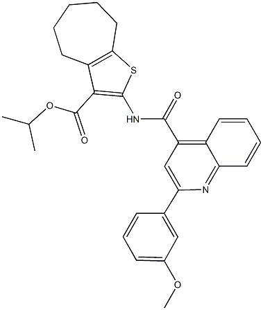 isopropyl 2-({[2-(3-methoxyphenyl)-4-quinolinyl]carbonyl}amino)-5,6,7,8-tetrahydro-4H-cyclohepta[b]thiophene-3-carboxylate Structure