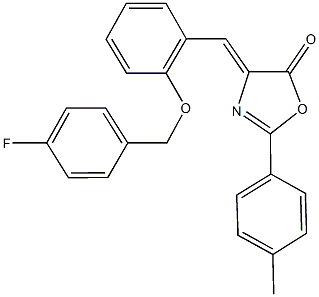 4-{2-[(4-fluorobenzyl)oxy]benzylidene}-2-(4-methylphenyl)-1,3-oxazol-5(4H)-one 化学構造式