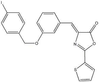 4-{3-[(4-iodobenzyl)oxy]benzylidene}-2-(2-thienyl)-1,3-oxazol-5(4H)-one Struktur