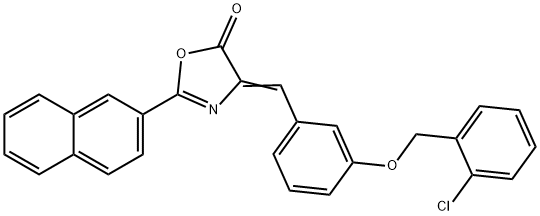 4-{3-[(2-chlorobenzyl)oxy]benzylidene}-2-(2-naphthyl)-1,3-oxazol-5(4H)-one,445250-83-9,结构式