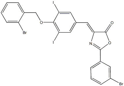 4-{4-[(2-bromobenzyl)oxy]-3,5-diiodobenzylidene}-2-(3-bromophenyl)-1,3-oxazol-5(4H)-one,445251-03-6,结构式