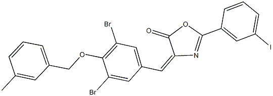 4-{3,5-dibromo-4-[(3-methylbenzyl)oxy]benzylidene}-2-(3-iodophenyl)-1,3-oxazol-5(4H)-one 结构式