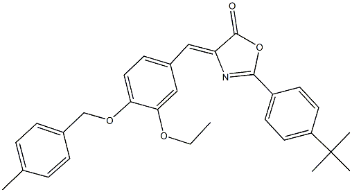 2-(4-tert-butylphenyl)-4-{3-ethoxy-4-[(4-methylbenzyl)oxy]benzylidene}-1,3-oxazol-5(4H)-one Struktur