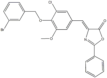 4-{4-[(3-bromobenzyl)oxy]-3-chloro-5-methoxybenzylidene}-2-phenyl-1,3-oxazol-5(4H)-one Structure