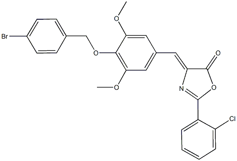 4-{4-[(4-bromobenzyl)oxy]-3,5-dimethoxybenzylidene}-2-(2-chlorophenyl)-1,3-oxazol-5(4H)-one 结构式