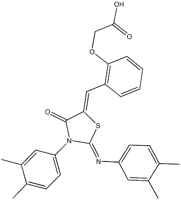 [2-({3-(3,4-dimethylphenyl)-2-[(3,4-dimethylphenyl)imino]-4-oxo-1,3-thiazolidin-5-ylidene}methyl)phenoxy]acetic acid,445251-30-9,结构式