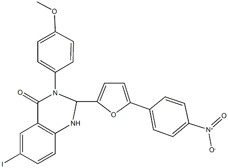 2-(5-{4-nitrophenyl}-2-furyl)-6-iodo-3-(4-methoxyphenyl)-2,3-dihydro-4(1H)-quinazolinone Structure