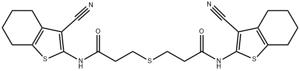 N-(3-cyano-4,5,6,7-tetrahydro-1-benzothien-2-yl)-3-({3-[(3-cyano-4,5,6,7-tetrahydro-1-benzothien-2-yl)amino]-3-oxopropyl}sulfanyl)propanamide Structure