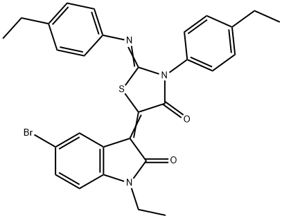 5-bromo-1-ethyl-3-{3-(4-ethylphenyl)-2-[(4-ethylphenyl)imino]-4-oxo-1,3-thiazolidin-5-ylidene}-1,3-dihydro-2H-indol-2-one Structure