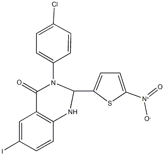 3-(4-chlorophenyl)-2-{5-nitro-2-thienyl}-6-iodo-2,3-dihydro-4(1H)-quinazolinone 结构式