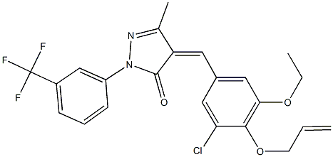 4-[4-(allyloxy)-3-chloro-5-ethoxybenzylidene]-5-methyl-2-[3-(trifluoromethyl)phenyl]-2,4-dihydro-3H-pyrazol-3-one Struktur