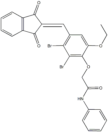 2-{2,3-dibromo-4-[(1,3-dioxo-1,3-dihydro-2H-inden-2-ylidene)methyl]-6-ethoxyphenoxy}-N-phenylacetamide|