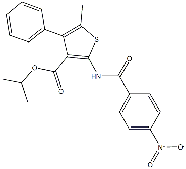 isopropyl 2-({4-nitrobenzoyl}amino)-5-methyl-4-phenyl-3-thiophenecarboxylate Struktur