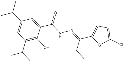N'-[1-(5-chloro-2-thienyl)propylidene]-2-hydroxy-3,5-diisopropylbenzohydrazide Struktur