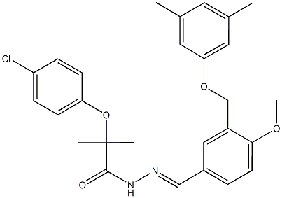 2-(4-chlorophenoxy)-N'-{3-[(3,5-dimethylphenoxy)methyl]-4-methoxybenzylidene}-2-methylpropanohydrazide Structure