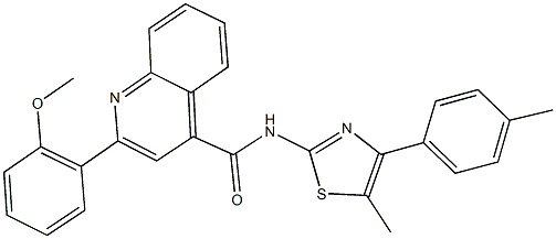 2-(2-methoxyphenyl)-N-[5-methyl-4-(4-methylphenyl)-1,3-thiazol-2-yl]-4-quinolinecarboxamide,445259-49-4,结构式
