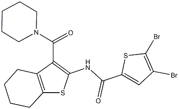 4,5-dibromo-N-[3-(1-piperidinylcarbonyl)-4,5,6,7-tetrahydro-1-benzothien-2-yl]-2-thiophenecarboxamide 化学構造式