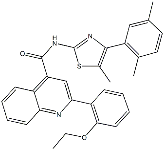 N-[4-(2,5-dimethylphenyl)-5-methyl-1,3-thiazol-2-yl]-2-(2-ethoxyphenyl)-4-quinolinecarboxamide 化学構造式