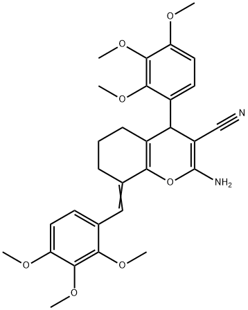 2-amino-8-(2,3,4-trimethoxybenzylidene)-4-(2,3,4-trimethoxyphenyl)-5,6,7,8-tetrahydro-4H-chromene-3-carbonitrile|