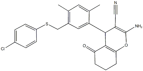 445259-84-7 2-amino-4-(5-{[(4-chlorophenyl)sulfanyl]methyl}-2,4-dimethylphenyl)-5-oxo-5,6,7,8-tetrahydro-4H-chromene-3-carbonitrile