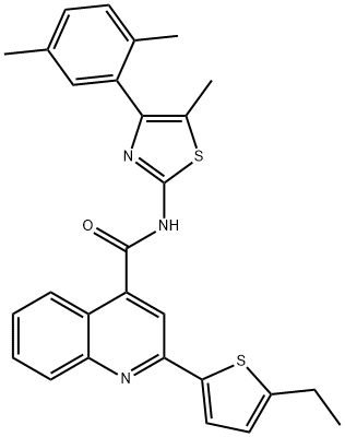 N-[4-(2,5-dimethylphenyl)-5-methyl-1,3-thiazol-2-yl]-2-(5-ethyl-2-thienyl)-4-quinolinecarboxamide,445260-01-5,结构式